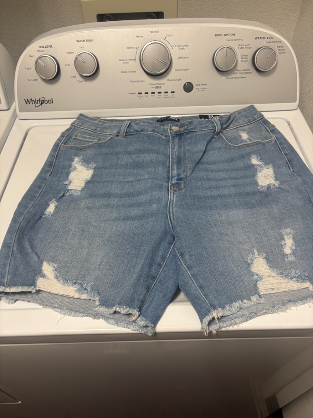 Fashion Nova Light Blue Distressed Denim Shorts